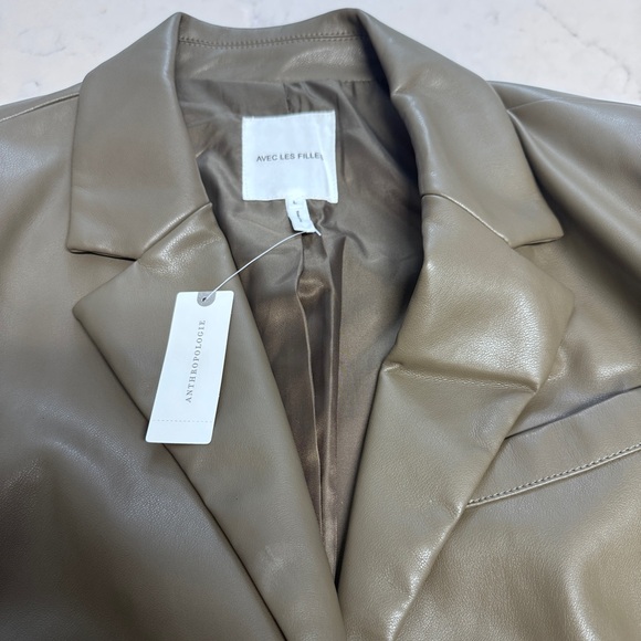 Avec Les Filles Anthropologie Faux Leather Cropped Jacket Size Large NWT - Picture 8 of 10